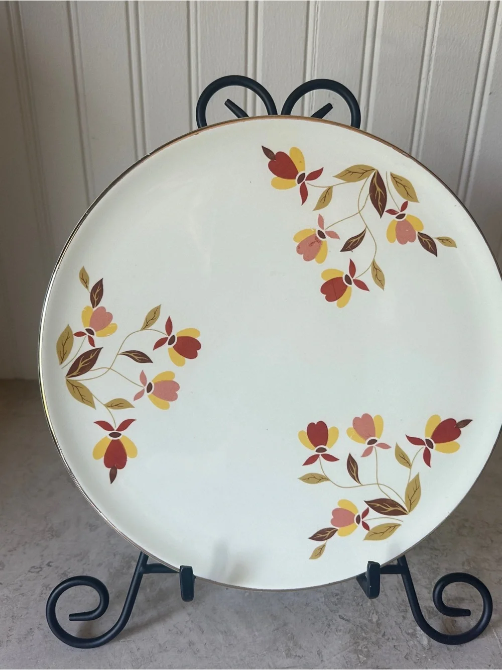 Vintage Superior Hall China Autumn Leaf Cake Plate Hot Plate Trivet 9.75” EUC